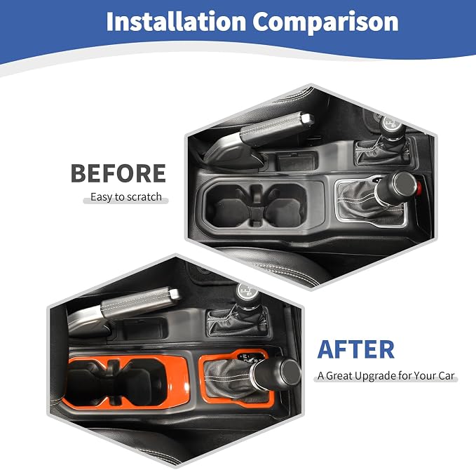 RT-TCZ for Wrangler JL Orange Interior Trim Kit for Jeep Wrangler JL JLU 2018-2023 for Gladiator JT 2020-2023 Orange Interior Accessories 23pcs