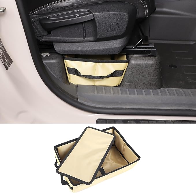 Car Front Under Seat Storage Organizer Compatible with Ineos Grenadier 2020-2025 Oxford Cloth Under Seat Storage Box Interior Accessories， Applicable to both left and right. (Beige)