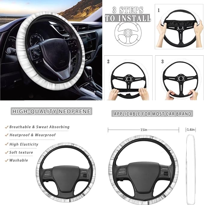 Boho Fern Flower Insect Butterfly Snail Mushroom Print Car Seat Covers 13PCS Car Accessories Steering Wheel Covers+Seat Belt Pads+Coaster+Key Ring+Lipstick Holder Auto Interior Decor,Black
