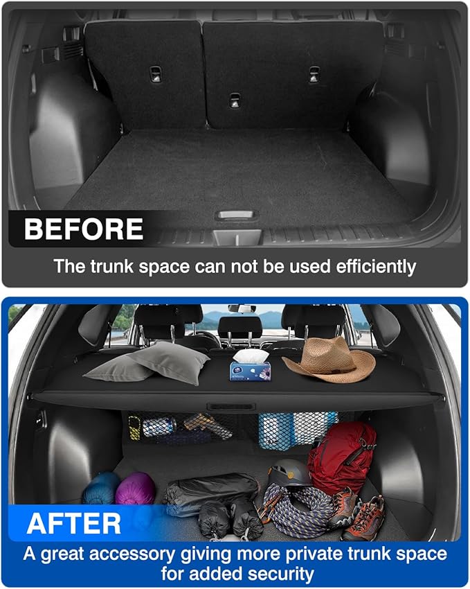 Autorder Cargo Cover for 2022-2025 2026 Hyundai Tucson Accessories Upgraded Trunk Cover with Extra Storage Net Retractable Security Shield Shade Cover