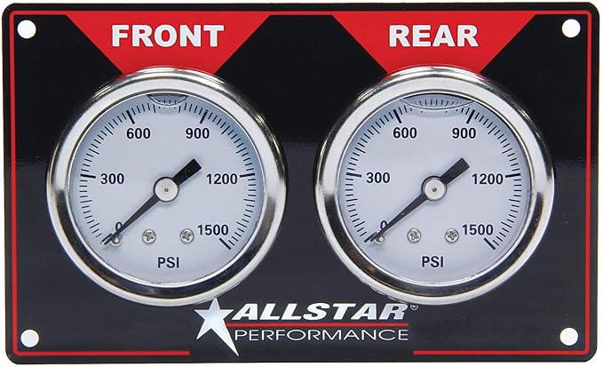 Allstar Performance ALL80172 Two 1000 PSI Liquid-Filled Horizontal Mount Brake Bias 2-Gauge Panel Kit