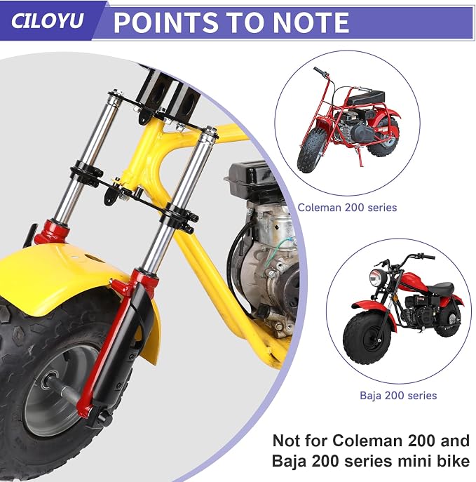 Mini Bike Front Forks Suspension Kit Replacement for Monster Mega Moto 80cc 105cc Motovox MBX10 MBX11 Coleman CT100U Baja Doodlebug GMB100 TrailMaster Storm 200 Parts 7/8 Handlebar