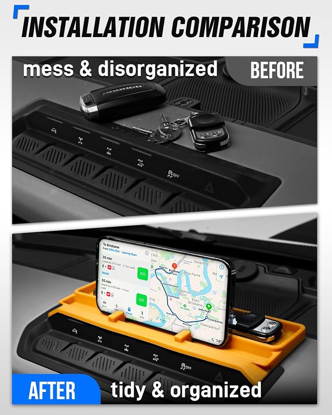 ROADER Bronco Center Console Organizer Compatible with 2021-2025 New Ford Bronco Interior Accessories, Dashboard Insert Tray Storage Box with Phone Holder Dash Organizer - Orange