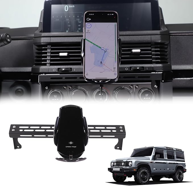 Compatible with INEOS Grenadier 2020-2024 Car Phone Mount and Walkie Talkie Mount Stand Set, Centre Console Multifunctional Track Mobile Phone Holder Expansion Platform (Style E)