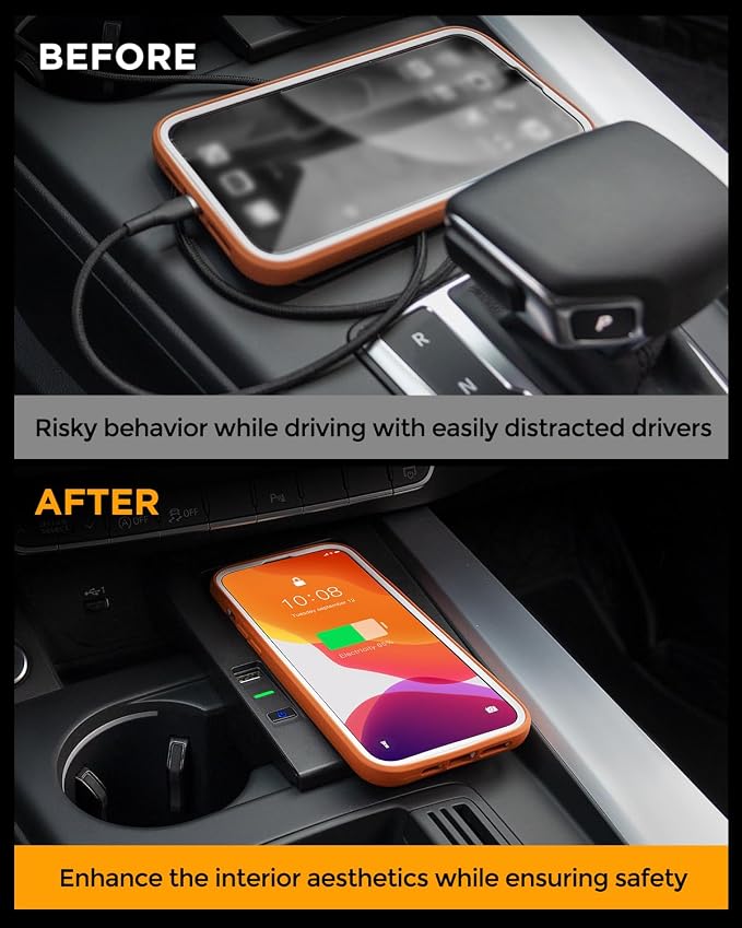 CarQiWireless Wireless Charger for Audi Accessories,Automotive Center Console Organizer Wireless Charging Pad for Audi A4/S4 2016-2025,for Audi A5/S5 2018-2024 Accessories,fit for Audi A4/S4/A5/S5