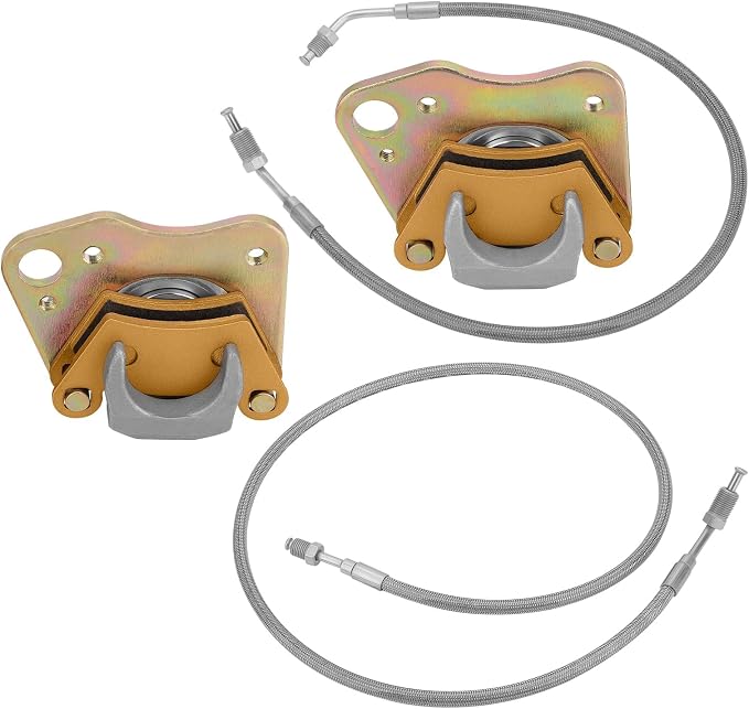JAVIK Front Brake Calipers & Hose Lines Fit for Polaris Ranger 500 4x4 Ranger 425 2x4 2001-2004 Ranger 500 6x6 Ranger T-M 650,OEM#1910484 1910485 1910640 1910641