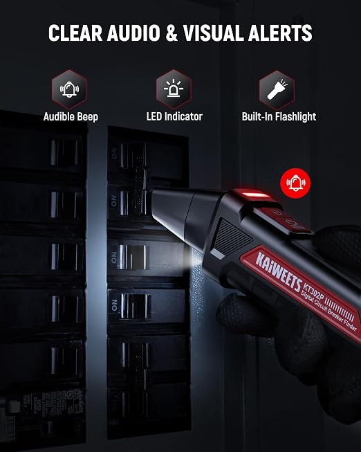 KAIWEETS Circuit Breaker Finder Tool Kit KT302P and KAIWEETS Non-Contact Voltage Tester Pen KTL01