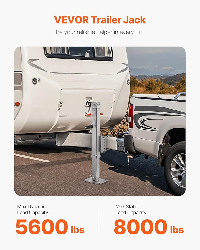 VEVOR Heavy Duty Swivel Trailer Jack, 8000 lbs Static Load Capacity, 28.5" Lift Jack Stand with Handle for RV, Horse, Utility, and Yacht Trailers