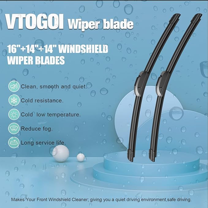 OEM Windshield Wiper Blades Replacement for Toyota FJ Cruiser 2007 2008 2009 2010 2011 2012 2013 2014, All Weather Original Factory Quality Front & Rear Wipers Set 16"+14"+14"+10" (Pack of 4)