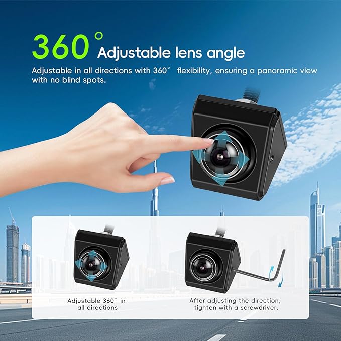 Backup Camera Car Rear View Camera for Car Truck 1080P IR Night Vision with Monitor 360° Adjustable Rear View Camera IP68 Waterproof, 4.3" Display for SUV