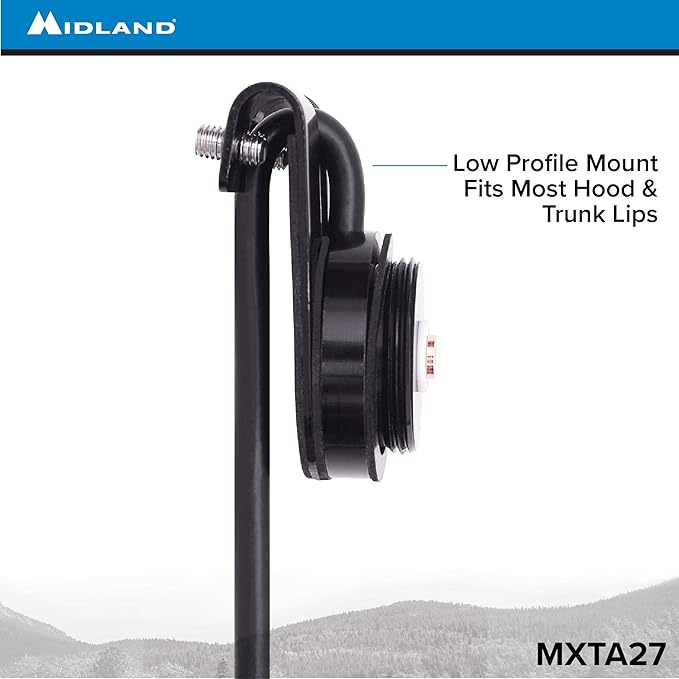Midland – MXTA27 MicroMobile Universal Lip Mount with NMO Connector and 6M Cable – Fits Most Trunks/Car Hoods