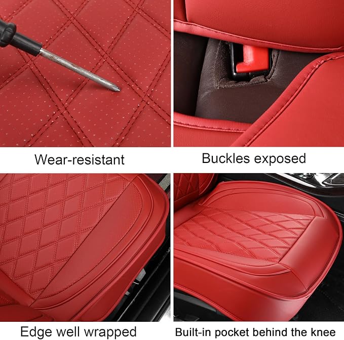 MIROZO Front Seat Covers,Waterproof Car Seat Covers Leather Automotive Seat Covers Universal Car Seat Protector Seat Cover Set Vehicle Cushion Cover for Sedan, Truck and SUV (2PCS Front, Wine Red)