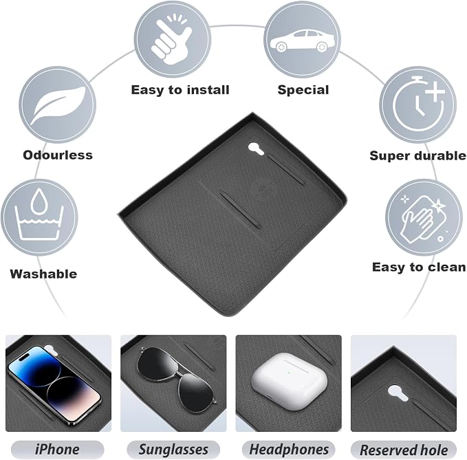SKTU for 2026 Honda Passport Wireless Charging Mat 2026+ Passport Center Console Non-Slip Pad 2026 Passport Console Mat Honda Passport 2026 Accessories Rubber Console Mat Durable