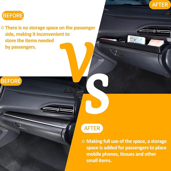 Daeiclru Co-pilot Passenger Storage Organizer Tray Compatible with Subaru WRX 2022-2025 Crosstrek 2024+, Center Console Dashboard Tray Passenger Side Storage Box Interior Storage Expansion Accessories