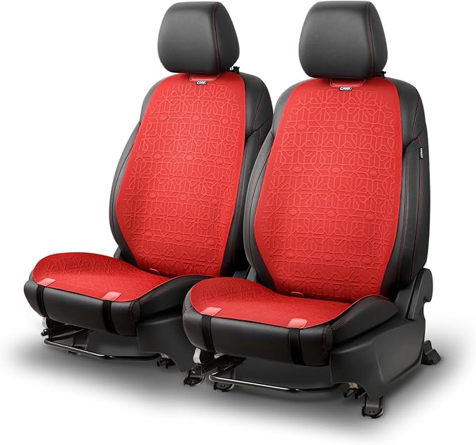 Protex Series Front Row Set Seat Covers Woven Polyester Universal for Cars Trucks SUV, Red, CA-SC-PROTEX-F-RD
