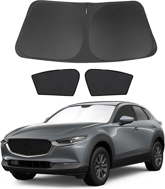 3PCS Car Window Shades Front Windshield Sun Shade Foldable Window Shade Custom Fit for Mazda CX-30 2020-2024 Accessories Car Shades for Front Windows Anti-UV Rays Block Heat
