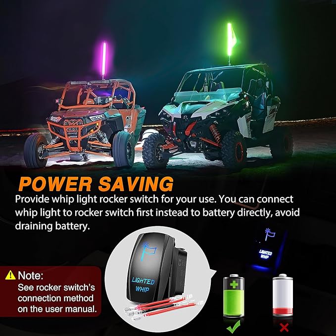 Nilight 1PC 2FT Spiral RGB Led Whip Light w/RGB Chasing/Dancing Lights RF Remote Control Lighted Antenna Whips for Can-am ATV UTV RZR Polaris Dune Buggy 4-Wheeler Offroad Truck
