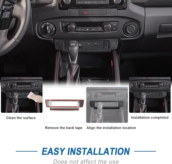 Carbon Fiber Center Console Button USB Panel Cover Compatible with Nissan Frontier 2022-2026