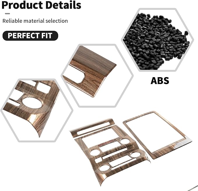 3Pcs Interior Trim Kit Fit for F150 2015-2020, Central Control Navigation Panel/Emergency Light Control Switch/Storage Compartment Decorative Frame