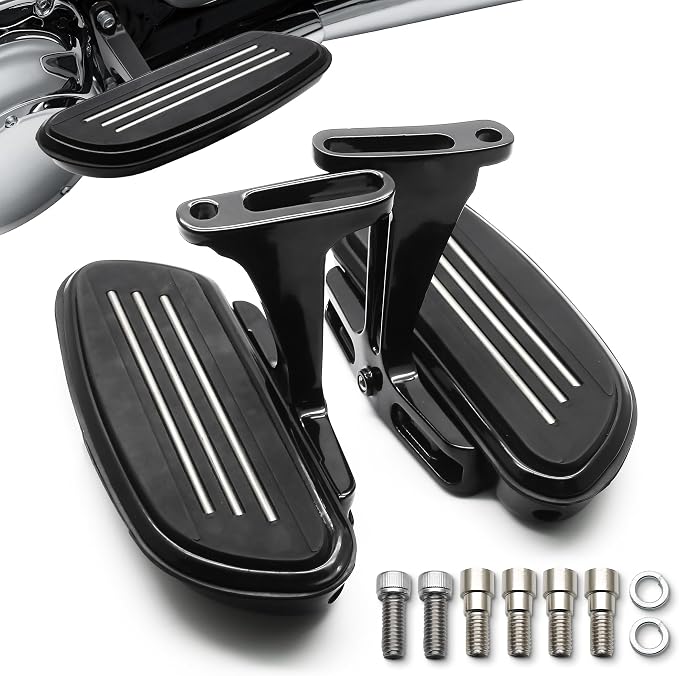 MZS Motorcycle Passenger Floorboards, 1993-2025 Touring Passenger Foot Pegs Rear Footboards Floor Boards Mount Bracket Kit Black Compatible with Road Glide King Electra Street Glide Ultra Limited