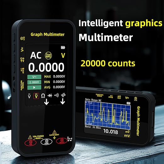 BSIDE Portable Digital Multimeter 20000 Word mV Voltmeter Rechargeable 3.2'' TFT Screen Compact Multimeter with Recording Mode Measure Resistance Capacitance Diode Max Min Ave Calculation