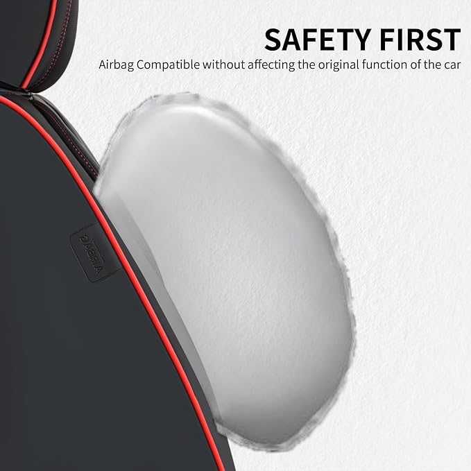 FLORICH Leather Seat Cover, Car Seat Covers Full Set, Waterproof Car Seat Protectors 5 Seats, Front and Rear Seat Covers for Cars, Automotive Seat Protector Fit for Most Cars Trucks - BlackRedLine