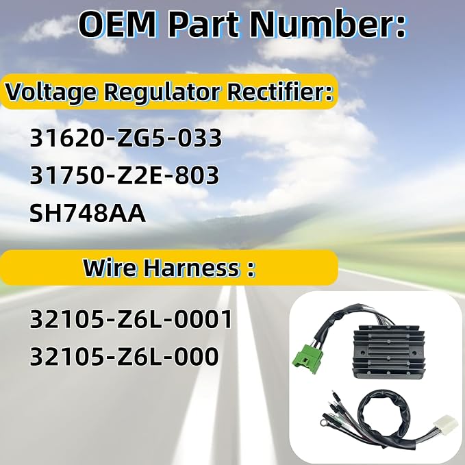 SH748AA 32105Z6L0001 Voltage Regulator Rectifier Charging Module with Sub-Wire Harness for Honda GX270 GX440 GX610 GX620 GX630 GX640 GX660 GX670 GX690 Engine - Replaces 32105-Z6L-0001 & 31620-ZG5-033