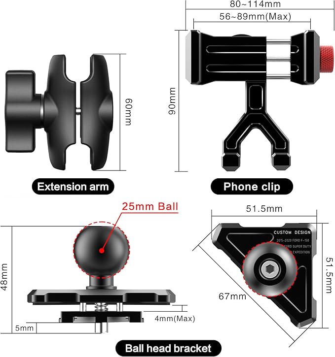 EASEORD Phone Mount Compatible with Ford F-150 2015-2020, Expedition 2018-2021, Super Duty 2017-2021, 360 Rotation Aluminum F150 Vent Cell Phone Holder for All Phone iPhone Android Smartphone
