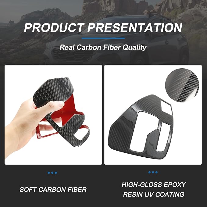 Real Carbon Fiber Gear Shift Panel Trim Cup Holder Panel Trim Compatible with Subaru Crosstrek 2024 2025 2026, Interior Decor Sticker Accessories for Subaru Impreza 2024 2025 2026