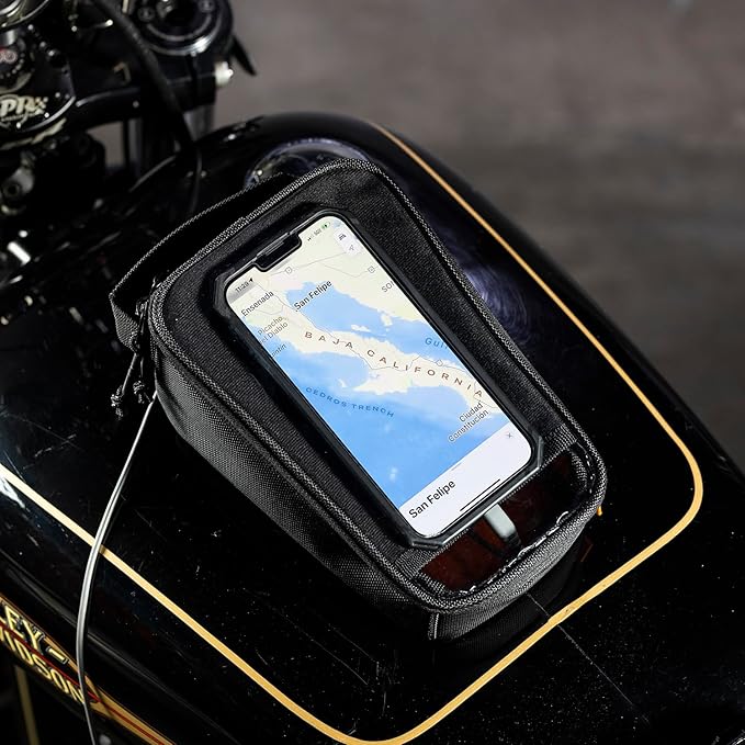 Biltwell EXFIL-2 Mini Tank Bag - Black Magnetic Mount Nylon Tank Bag, Compatible with Touring and Cruiser Motorcycles