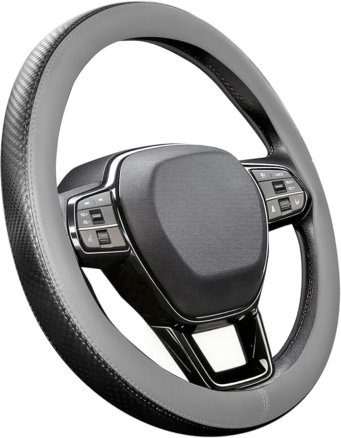 Steering Wheel Cover for Honda CRV Accord Civic HRV Pilot Odyssey, Standard Size 14.5-15" (Gray)