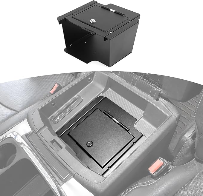 for RAM Center Console Organizer Gun Safe Box with Key Lock for RAM 1500 2009-2018 Black Storage Accessories 1pc