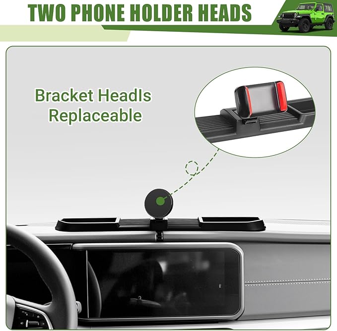 Magnetic Phone Mount Holder for 2024 2025 Jeep Wrangler JL JLU & Gladiator JT Magnet Dash Cell Phone Cradles Adjustable Phone Stand Accessories for 2024+ Jeep JL/JT(Not for 4XE/JK)