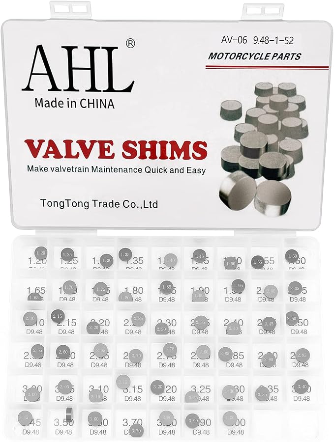 AHL 9.48mm O.D. 1.20mm-4.00mm Thick Adjustable Valve Shim Kit for Honda TRX450R TRX450 R 2004-2009 TRX450ER Electric Start 2006-2009 (52pcs)