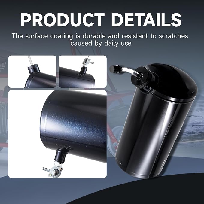 Upgraded 10x4.5" Aluminum alloy welding Gas Fuel Tank Cylinder(Premium Glossy Paint Finish Black) For Predator 212cc 196cc/6.5HP Go Kart and Gas Mini Bike,For Coleman CT200U BT200X CT200u-ex