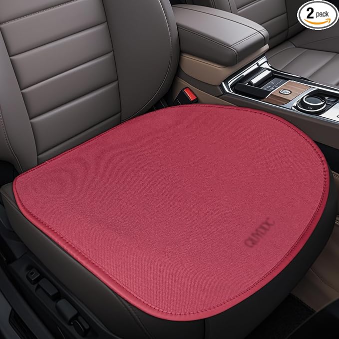 2PCS Car Seat Covers Cushion, for Car Seat Office Chair, Prevent Seat Dirt, Thin and Breathable, Do Not Affect Seat Ventilation Functions, with Non Slip Bottom, 20.5"x19.3" Red
