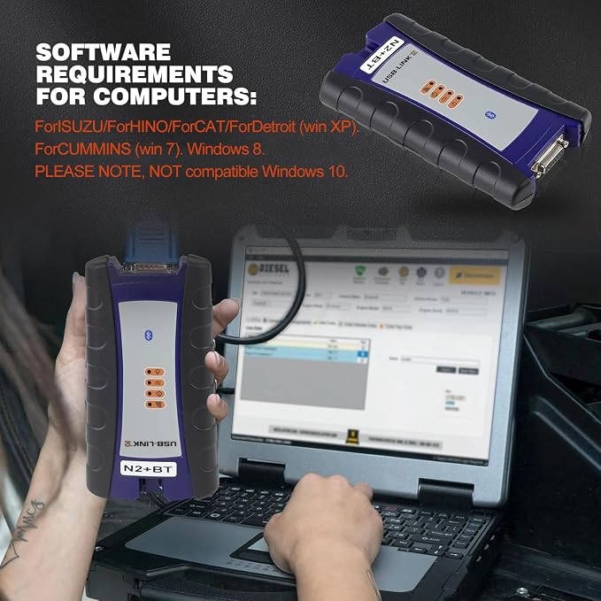 Diesel Universal Heavy Duty Truck Excavator Diagnostic Scanner Tool forNexiq USB Link 2 Heavy Duty Truck Scanner 124032 Diagnosis USB Link 2 Interface Adapter