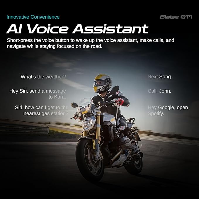 Blaise GT1 Motorcycle Helmet Bluetooth Headset Intercom 2 Riders Music Share Helmet Communication System IPX6 Waterproof (Upgraded-Violet&Black)