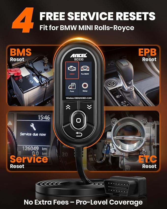 (Upgraded BD310) ANCEL BD330 Fit for BMW OBD2 Scanner – Battery Registration Tool, Code Reader for BMW/Mini/RR, BMW Diagnostic Scan Tool with Full System Diagnostics & Free EPB/Oil/Throttle Resets