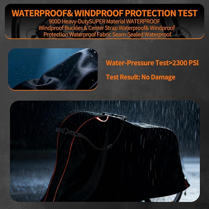 Bike Cover for 1/2/3Bike-900D Heavy Duty Waterproof Bicycle Cover&Outdoor Bike Storage Protection against Snow,rain|Bike Cover for eBike,Mountain,Road,Hybrid,Scooter,Beach Cruiser Bike(L-1Bike Cover)