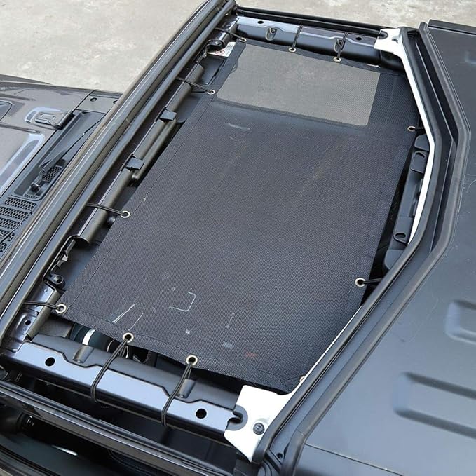 Voodonala for Jeep JL Sunshade Mesh Sun Shade Bikini Top Roof Sunblock Mesh Heat Shield Mesh for 2018-2026+Jeep Wrangler JL JLU 2/4 Door & Gladiator JT, Block Heat Block UV Rays Plain Black