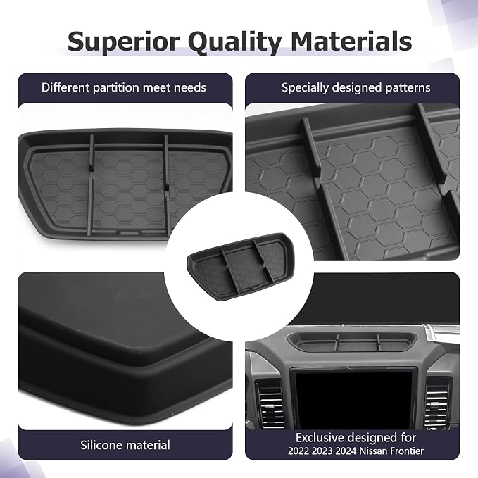 LUWU for 2024 Frontier Dashboard Storage Tray 2022 2023 2024 Frontier S/SV/Pro-X/Pro-4X/SL Behind Screen Organizer Center Console Display Box Dash Tray Frontier 2024(NOF for 2025 Model)