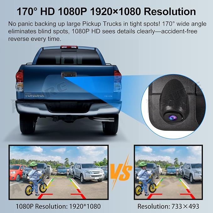 ASURE Tailgate Handle Backup Camera for 2007-2013 Toyota Tundra - 1080P HD Rear View Camera, 170° Wide Angle Reverse Camera, OEM Replacement No Drill, Night Vision, RCA Compatible