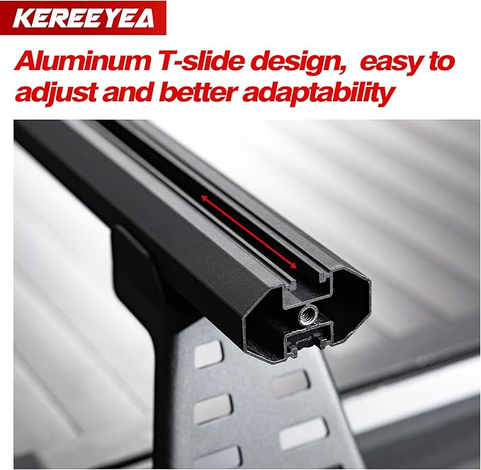 Adjustable 71.3”Heavy Duty Truck Bed Rack Cross Bars（2PCS） for Full-Size Trucks with Soft Roll-Up, Hard Rolling,Tri-Fold, Retract Hard Tonneau Covers|Aluminum Cross Bars|Fits Kayak Racks, Bike Racks