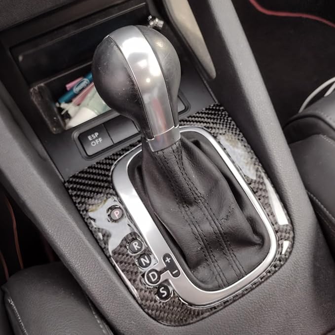 Real Carbon Fiber Gear Shift Panel Trim Compatible with Volkswagen VW Golf 6 MK6 2010-2014, Interior Decal Sticker Accessories