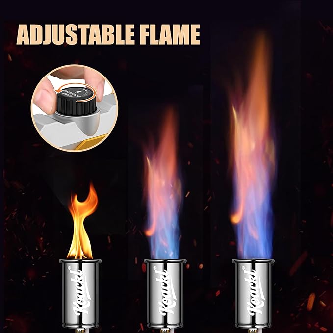 Koackl Powerful Propane Torch, Blow Torch with Adjustable Flame, Flamethrower Kitchen Torch Burner Gas Welding Kits for Grill, BBQ, Searing Steak, Camping & Charcoal Torch Lighter Golden