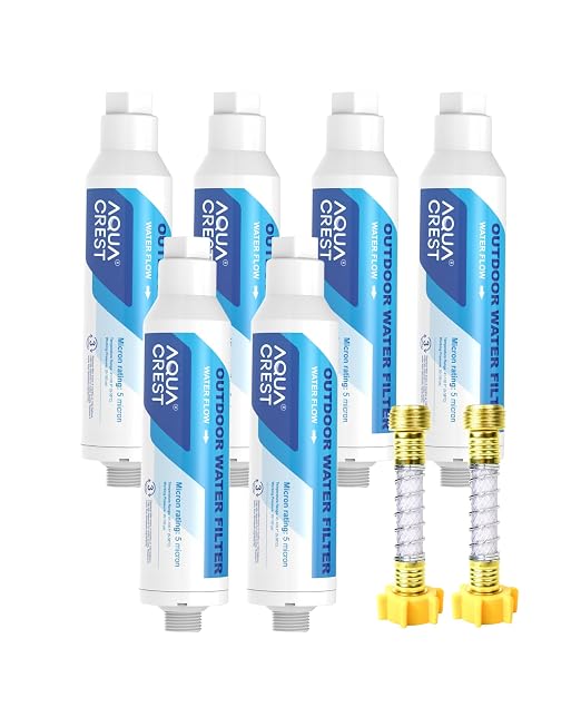 AQUA CREST Inline Water Filter, Dedicated for Car Washing, Window & Yard Cleaning, Effectively Reduce Hard Water Spots, Soften Water, Upgraded Formula, 6 Pack with 2 Hose Protector