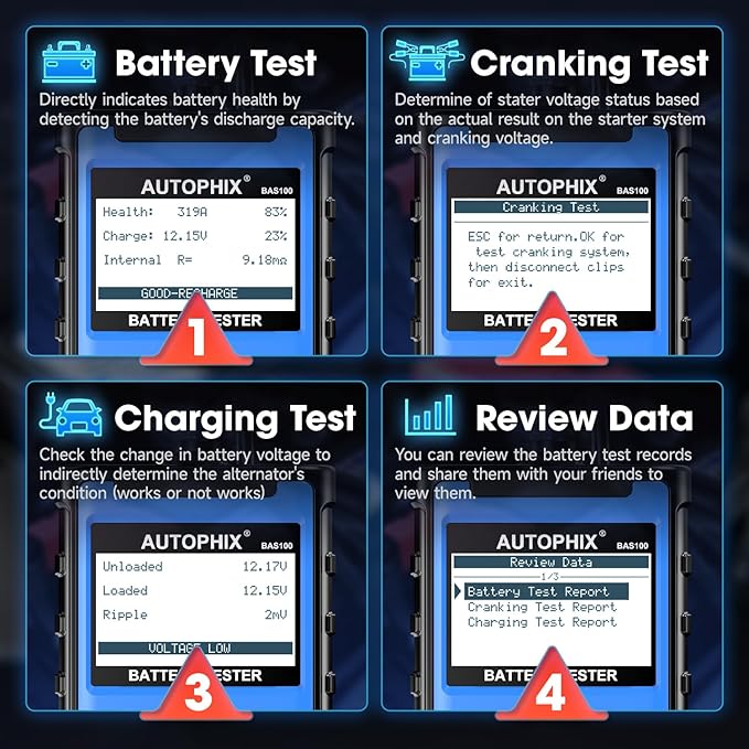 AUTOPHIX 3210 OBD2 Scanner Bluetooth with AUTOPHIX BAS100 Car Battery Tester 12V 24V 100-2000 CCA Battery Load Tester