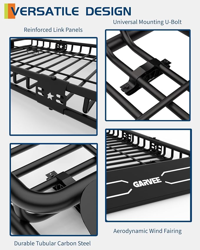 GarveeLife 51 in x 36 in Universal Roof Rack Carrier Basket, 200 LBS Capacity Rooftop Cargo Rack, Car Top Luggage Holder Basket Heavy Duty for SUVs, Trucks, Vehicles