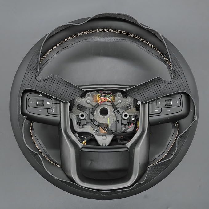 MEWANT DIY Stitching Car Steering Wheel Wrap Cover for GMC Sierra 1500 2019-2023 / Sierra 1500 Limited 2022 / Sierra 2500 2020-2024 / Sierra 3500 2020-2024 / Yukon (XL) 2021-2023 Accessories(3D Style)